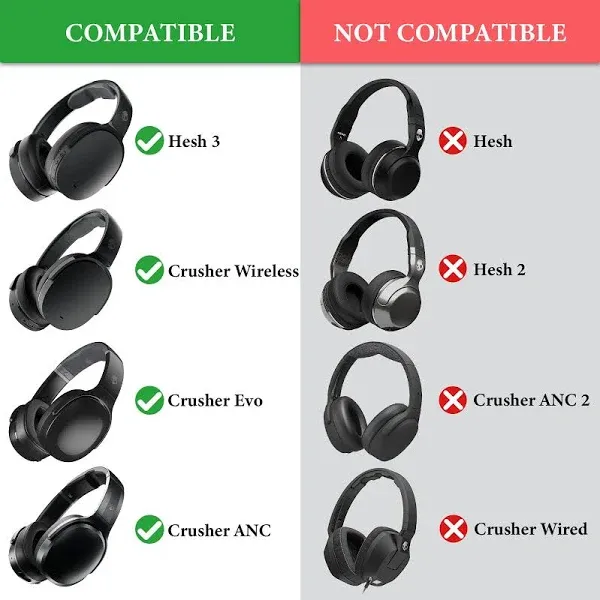 Geekria Replacement Ear Pads for Skullcandy Crusher Wireless Headphones