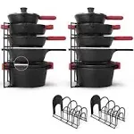 Cuisinel Pan Organizer - 2-Pack of Silicone-Coated Non-Slip 15" Heavy Duty Skillet Rack