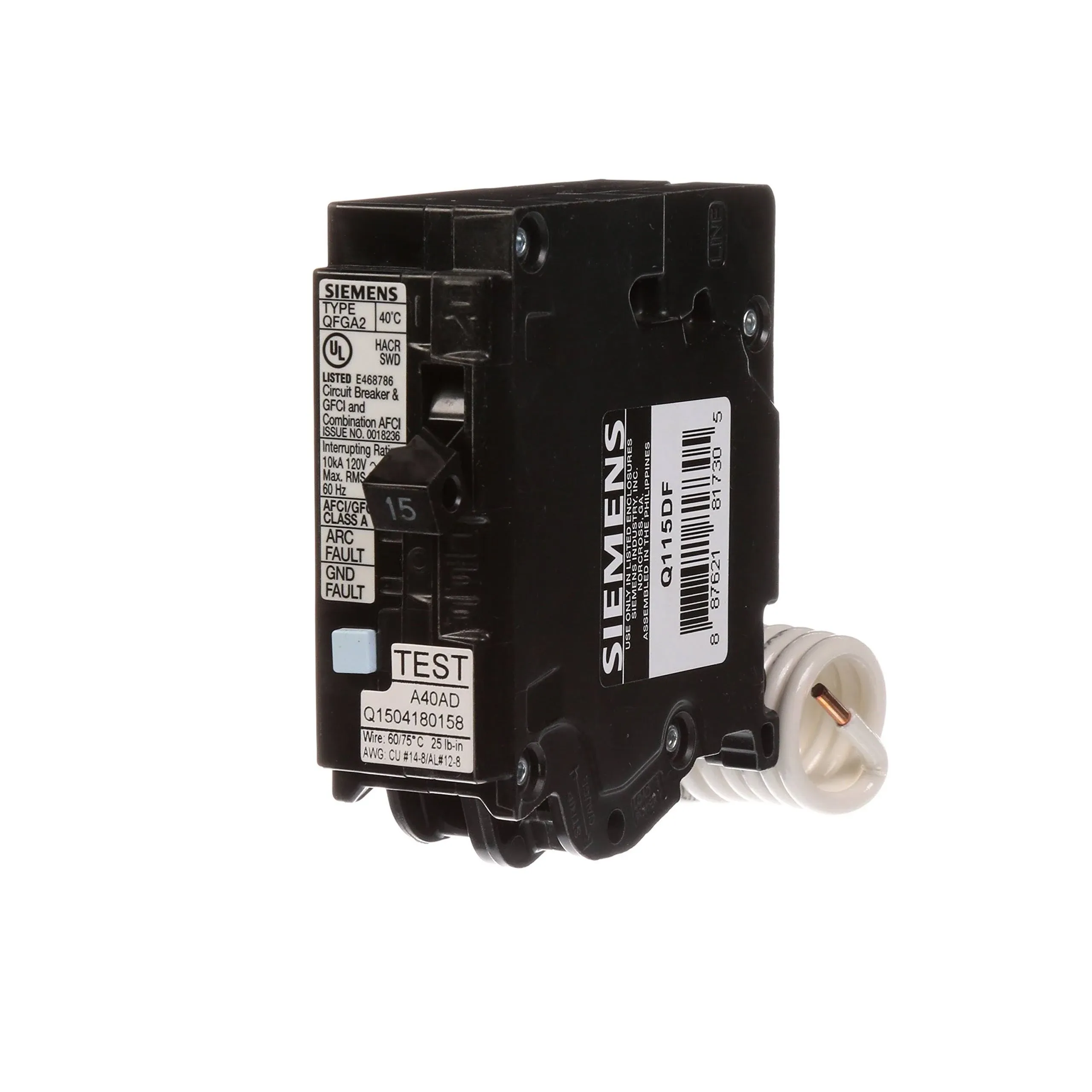 Q115DFCSA - Siemens - 15 Amp Dual Function Circuit Breaker