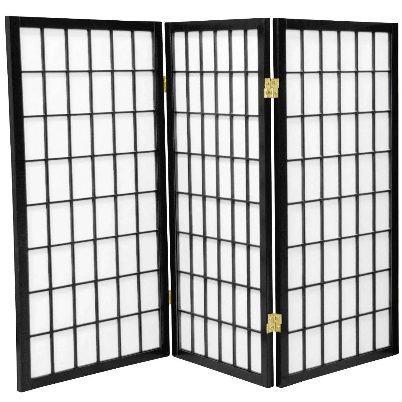 Oriental Furniture Tall Desktop Window Pane Shoji Screen, 3 Panel, Black