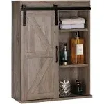 Rustown Farmhouse Wood Wall Storage Bathroom Cabinet with Sliding Barn Door, Rus