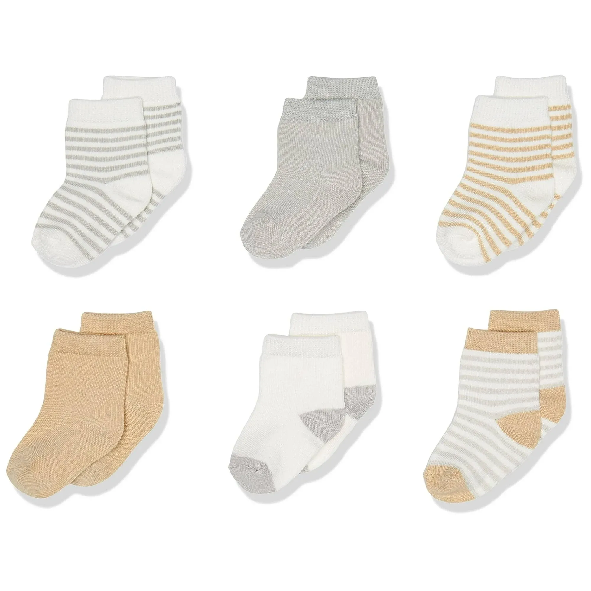 Touched by Nature Organic Cotton Socks, 6-Pack, Neutral