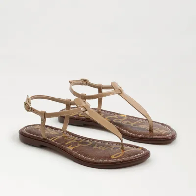 Women's Gigi T Strap Slingback Sandals In Almond Patent