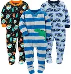 Simple Joys by Carter's Toddlers and Baby Boys' Loose-Fit Flame Resistant Fleece Footed Pajamas, Pack of 3