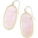 Elle Gold Drop Earrings in Rose Quartz