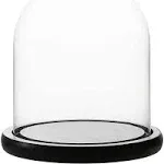 Whole Housewares | Decorative Clear Glass Dome | Cloche Glass Dome for DIY Snow Globes | Tabletop Centerpiece | Cloche Bell Jar Display Case | Black