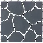 Gardenised Gray Garden Path Track Interlocking Stone Look Design Pathway Tile Floor Paver Pack of 4