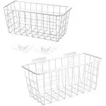 LeleCAT Hanging Kitchen Baskets for Storage Adhesive Sturdy Small Wire Storage Baskets with Kitchen Food Pantry Bathroom Shelf Storage No Drilling