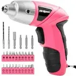 Hi-Spec 27pc 3.6V Pink USB Small Power Electric Screwdriver Set for Women ...