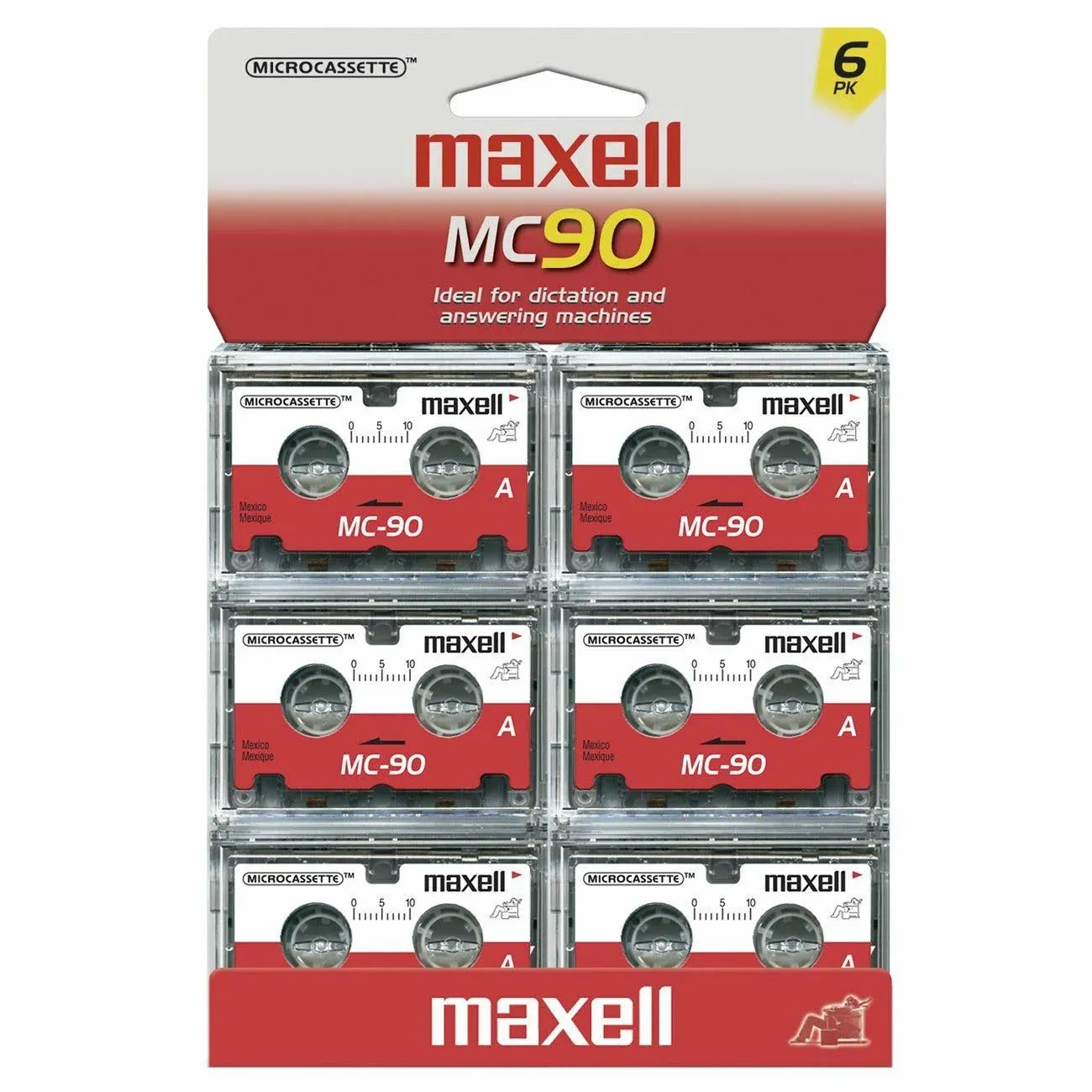 Maxell MC90 Dictation and Audio Cassette 90 Minute 6 Pack