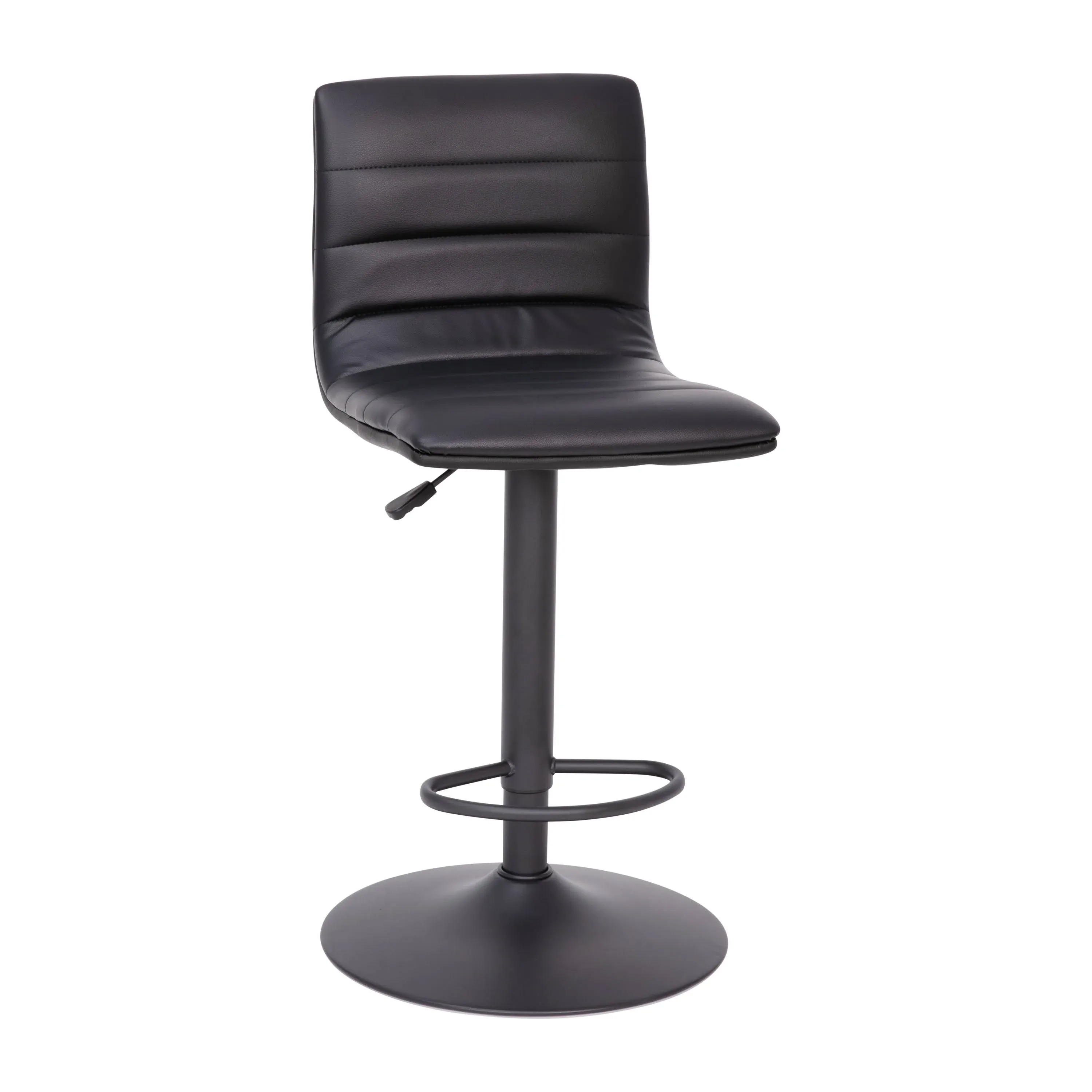 Contemporary Brown Vinyl Adjustable Height Barstool with Horizontal Stitch Back and Chrome Base