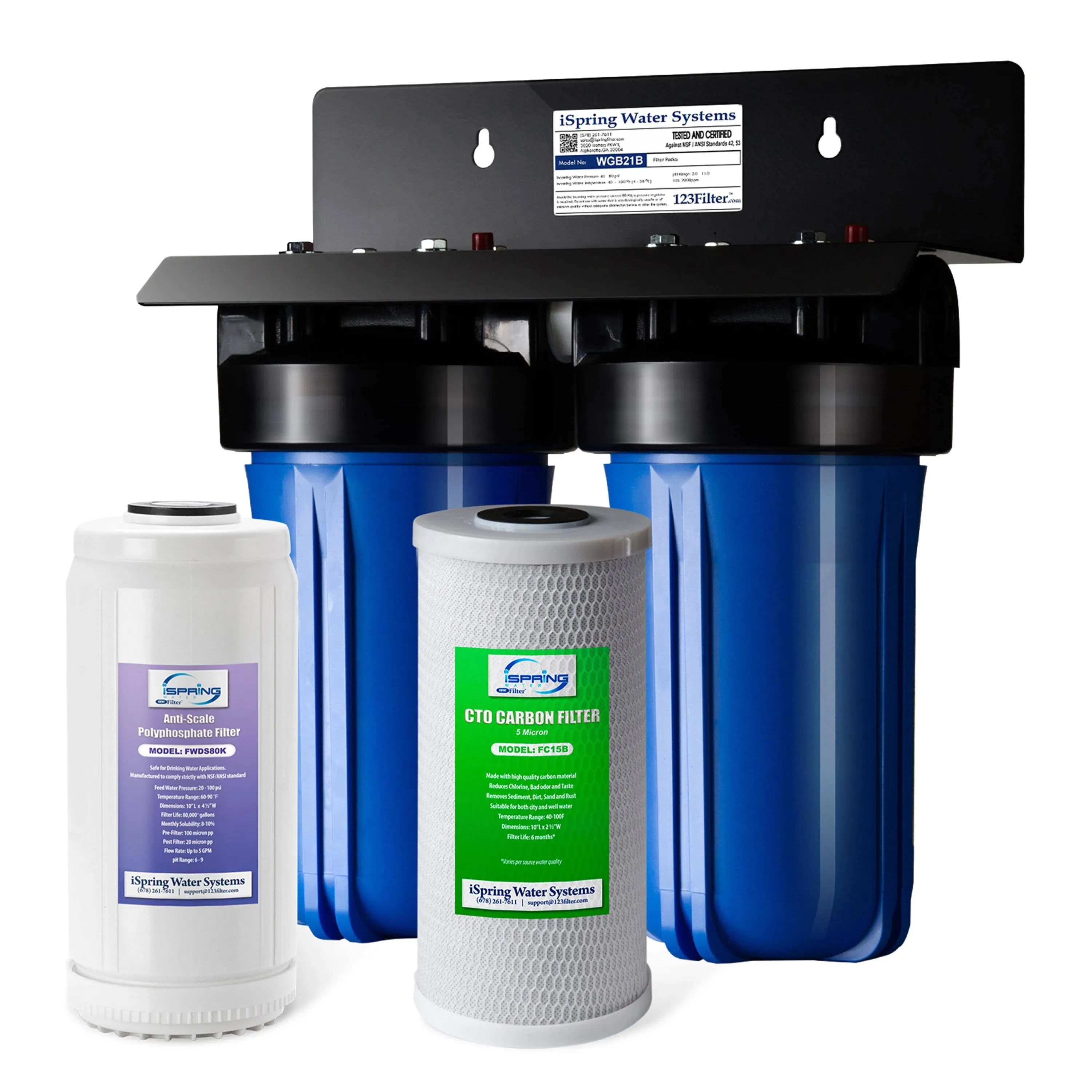 iSpring WGB21B-DS 2-Stage Whole House Water Filtration System