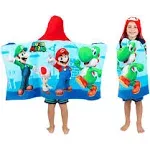 Bath/Pool/Beac<wbr/>h Soft Cotton Terry Hooded Towel Wrap, 24 in x 50 in Super Mario