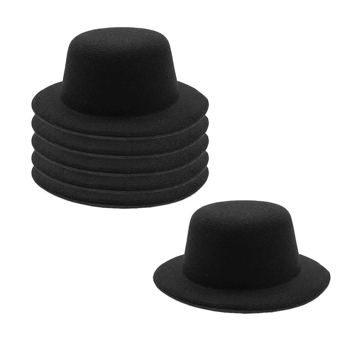 FOIBURELY 6 pcs 5.1&#034; W Black Mini formal hats Miniature Hats for DIY Crafts... 