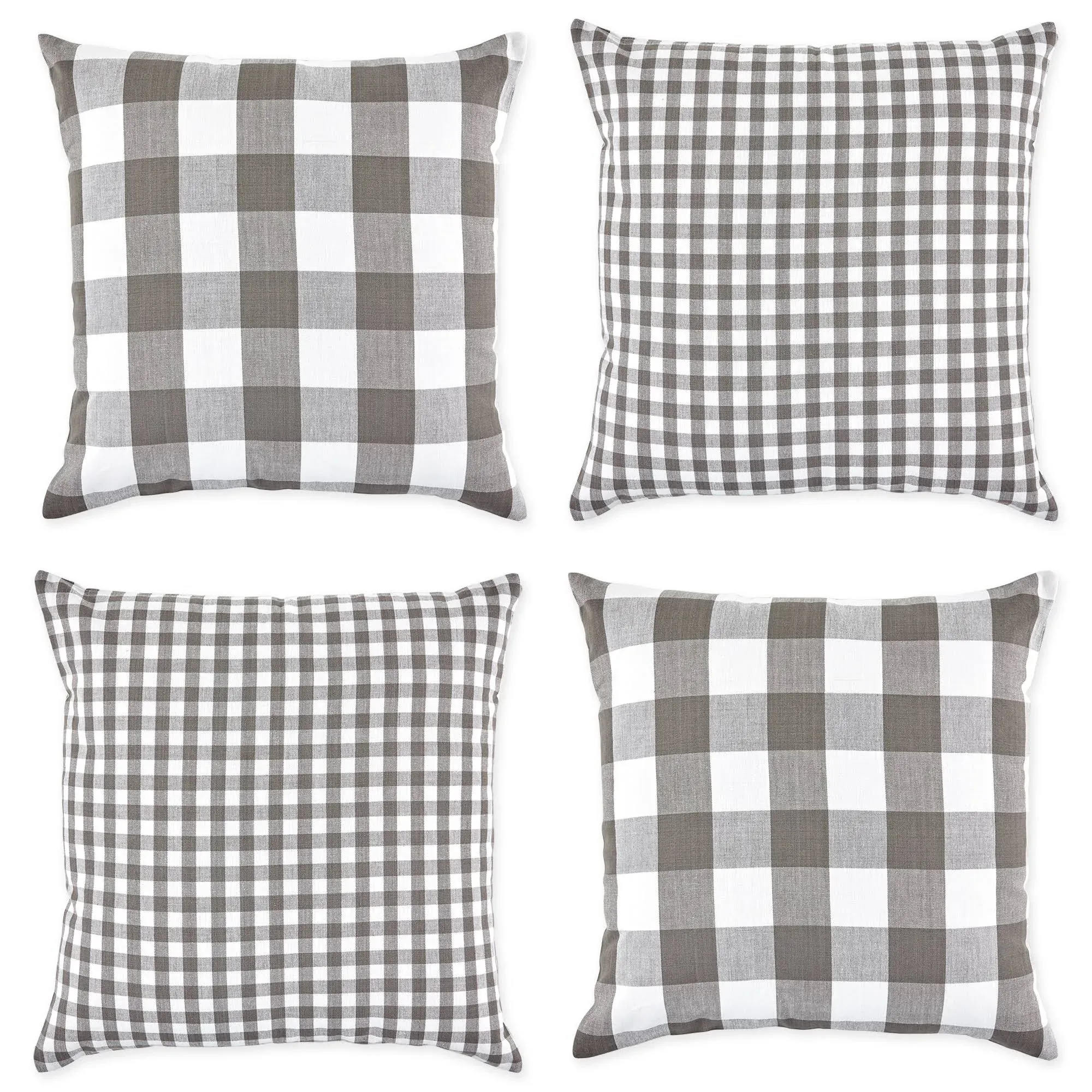 DII Assorted Gray/White Gingham/Buffalo Check Pillow Cover 18x18 Set/4