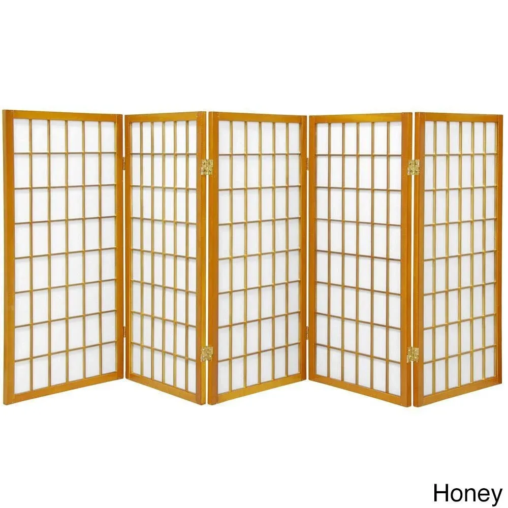 Oriental Furniture 3 ft. Tall Window Pane Shoji Screen - 3 Panel - Honey