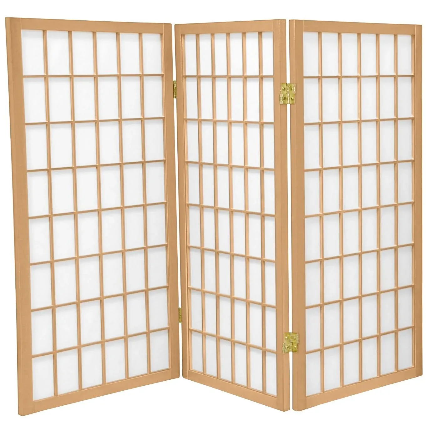 Oriental Furniture 3 ft. Tall Window Pane Shoji Screen - 3 Panel - Honey