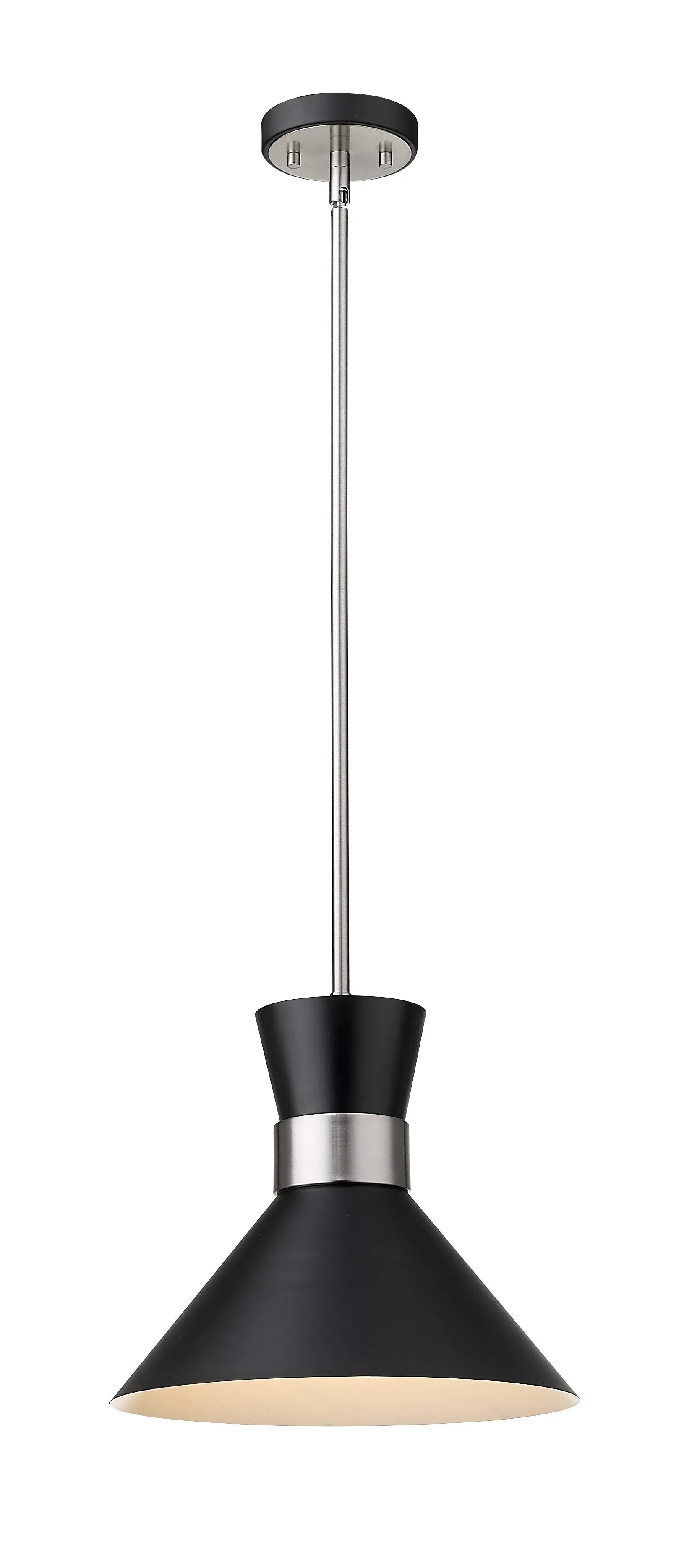 Soriano 1 Light Pendant In Matte Black + Brushed Nickel Finish