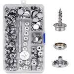 Cenoz 150 Pcs Canvas Snap Kit Tool, Metal Screws Snaps Marine Grade 3/8" Socket Stainless Steel Boat Canvas Snaps with 2 Pcs Setting Tool for Boat