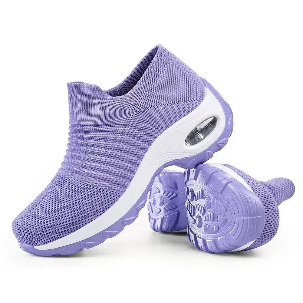 Women's Walking Shoes Sock Sneakers - Mesh Slip on Air Cushion Lady Girls Modern ...