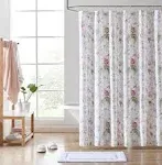 Breezy Floral Cotton Twill Shower Curtain In Green