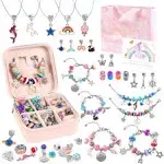 Charm Jewelry Making Kit,Bracelet Making Kit for Girls 8-12,Ready to Gift,Fun and Easy to Make,68 Pcs Cute Sparkling That Inspires Creativity and Self-Expression