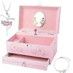 RR ROUND RICH DESIGN Kids Musical Jewelry Box for Girls with Drawer and 