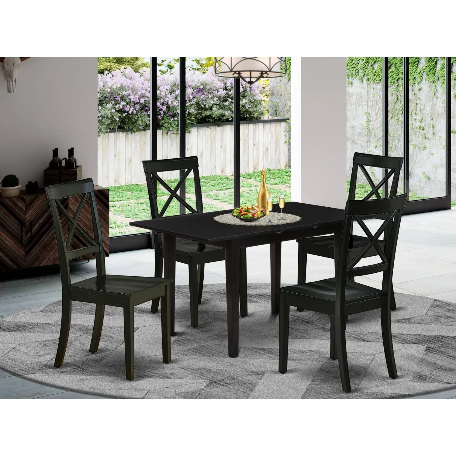 Dining Table - Dining Chairs NOBO5 - BLK - W By East West Furniture