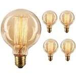 GOENDR Vintage Edison Bulb,Large Round Edison Antique Light Bulbs-G30/G95 120V - Dimmable Thread Filament Style Nostalgic Light Bulbs (4 Pack)