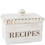 WHITE BEADED RECIPE BOX