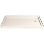 DreamLine SlimLine 36 in. D x 60 in. W x 2 3/4 in. H Center Drain Single Threshold Shower Base in White, DLT-1136600 & Eastman 2 Inch IPS No Caulk Brass Shower Drain, Stainless Steel, 15306