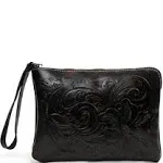 Patricia Nash - black Cassini style tooled work leather wristlet