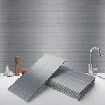 Art3d 100-Pieces Peel and Stick Stainless Steel Backsplash Self-Adhesive Metal Tiles