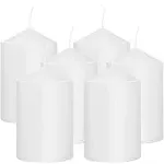 fclayvts White Pillar Candles - Set of 6-3" x 6" Dripless Unscented Candles in White for Home Decor, Relaxation & All Occasions