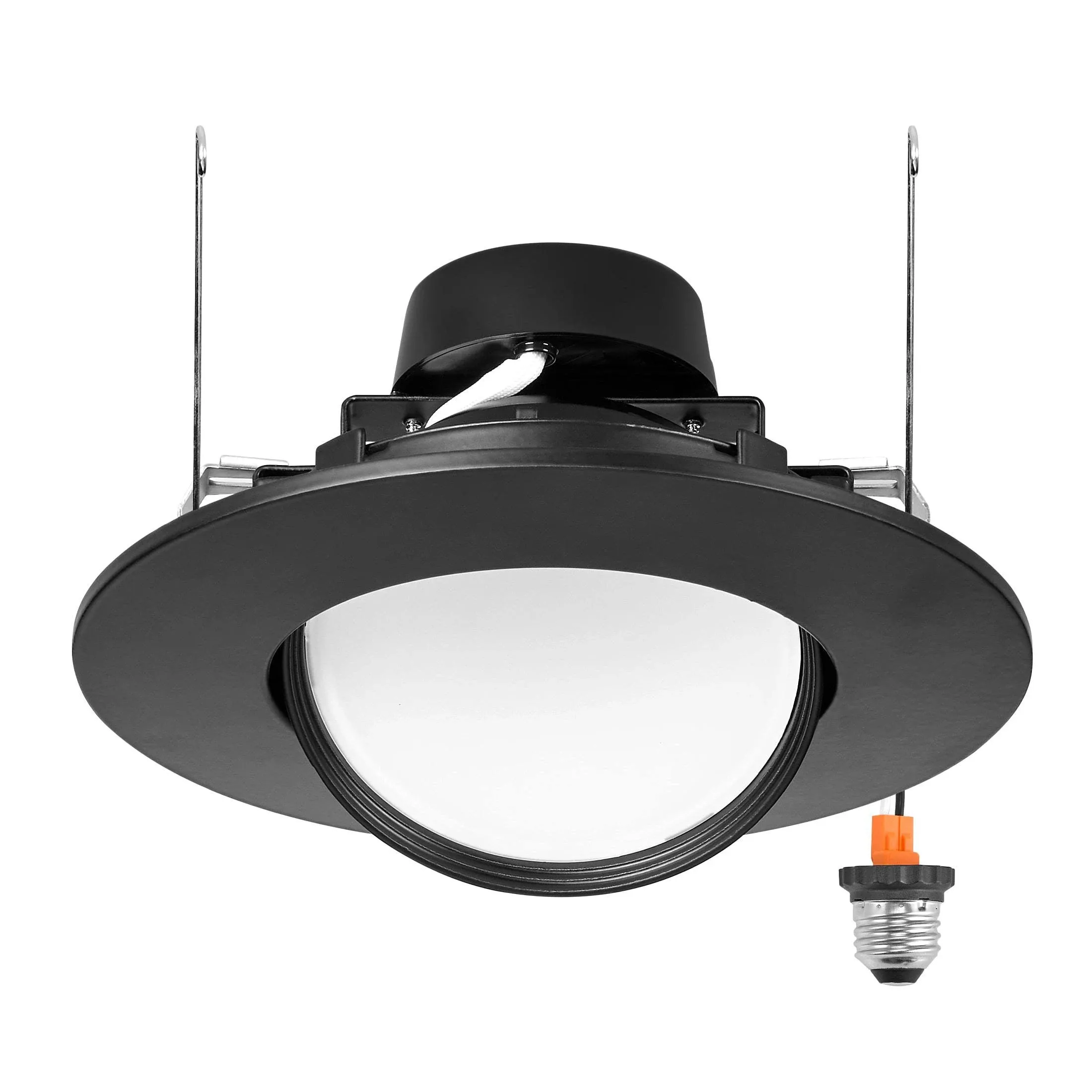 5 in. and 6 in. Adjustable Recessed LED Gimbal Downlight, Black Metal Trim, 1150 Lumens, 5 CCT Color Selectable 2700K-5000K