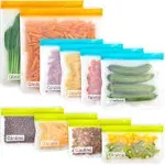 10 Pck Reusable Food Storage &amp; Flat Freezer Bags for Meat Fruit Veggies Sandwich