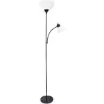 Simple Designs LF2000-BLK Mother-Daughter Floor Lamp with Reading Light, Black