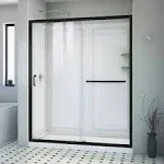 DreamLine Infinity-Z 30 in. D x 60 in. W x 76 3/4 in. H Clear Sliding Shower Door in Oil Rubbed Bronze, Left Drain and Backwalls