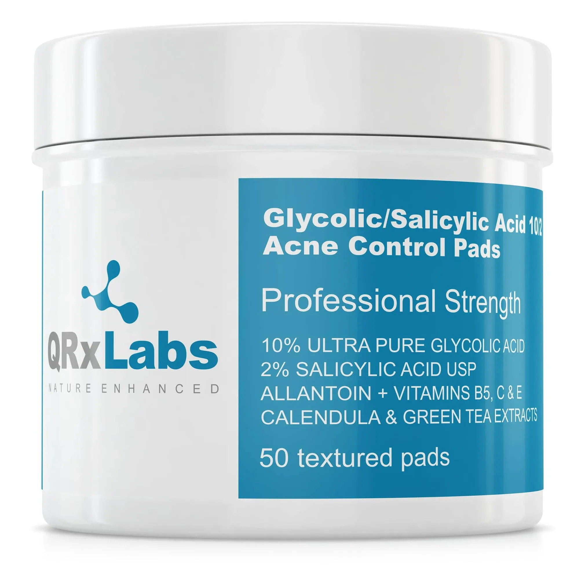 Qrxlabs Glycolic/Salic<wbr/>ylic Acid 10/2 Acne Control Pads with 10% Ultra Pure Glyco