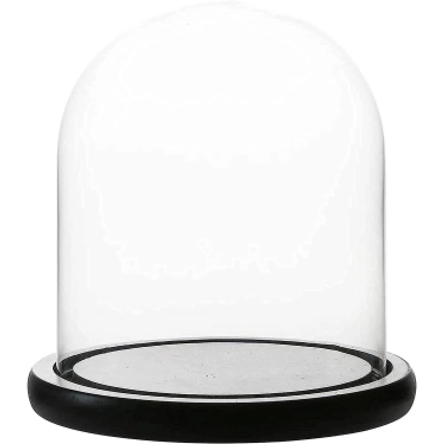 Whole HOUSEWARES | Decorative Clear Glass Dome/Tabletop Centerpiece | Cloche Bell Jar Display Dome Case with Black Wooden MDF Base for Candles | 5.7" D X 10.4" H Glass Dome Display