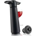 Vacu VIN Wine Saver Pump Black with Vacuum Wine Stopper - Keep Your Wine Fresh for Up to 10 Days - 1 Pump 2 Stoppers - Reusable - Made in The