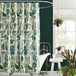 Botanical Shower Curtain Green Bohemian Eclectic Cotton