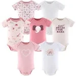 Rainbow Safari 7-Pack 100% Cotton 1 Piece Baby Girl Bodysuits by The Peanutshell