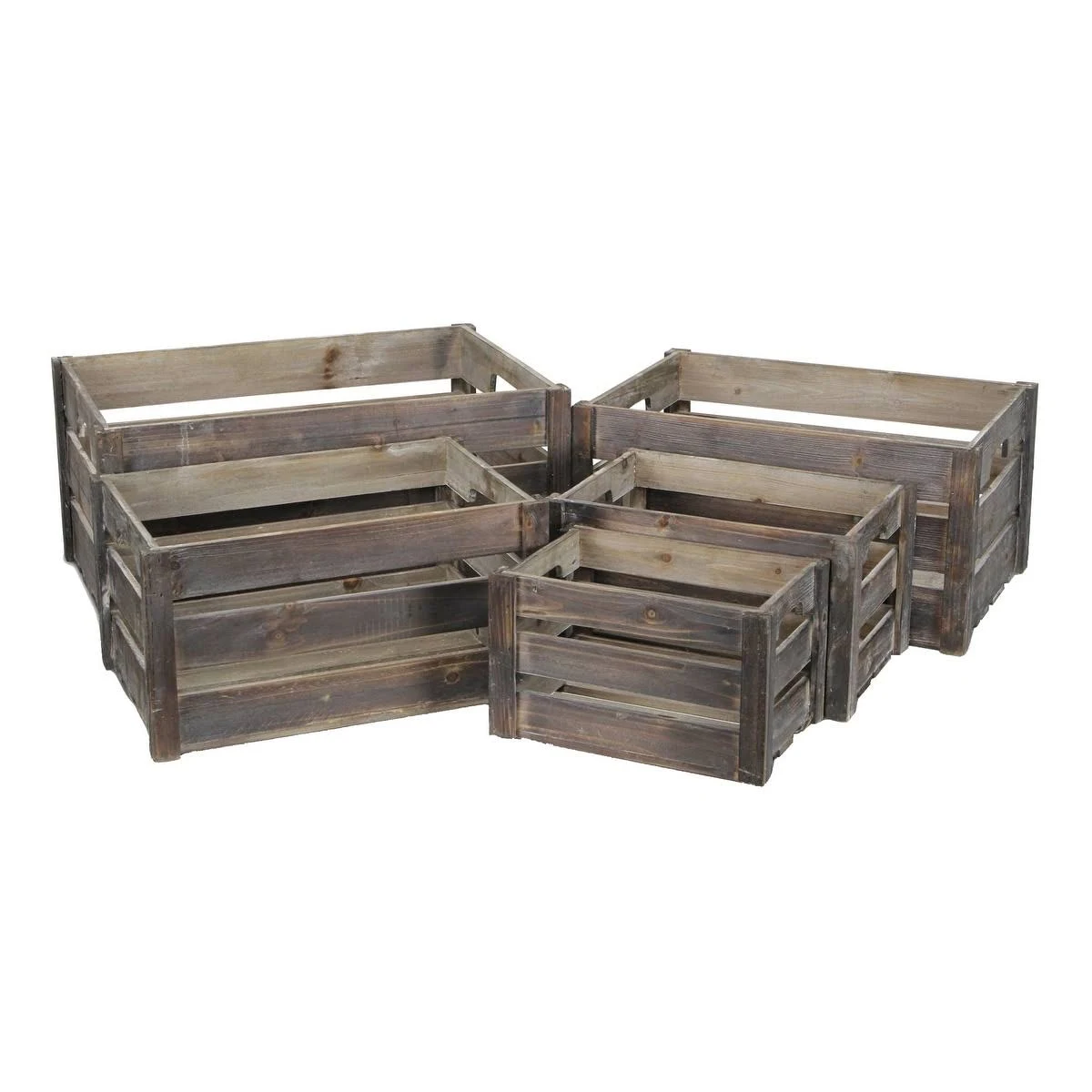 Cheungs Fp-3697-5 Nested Wood Slat Crate| Set of 5