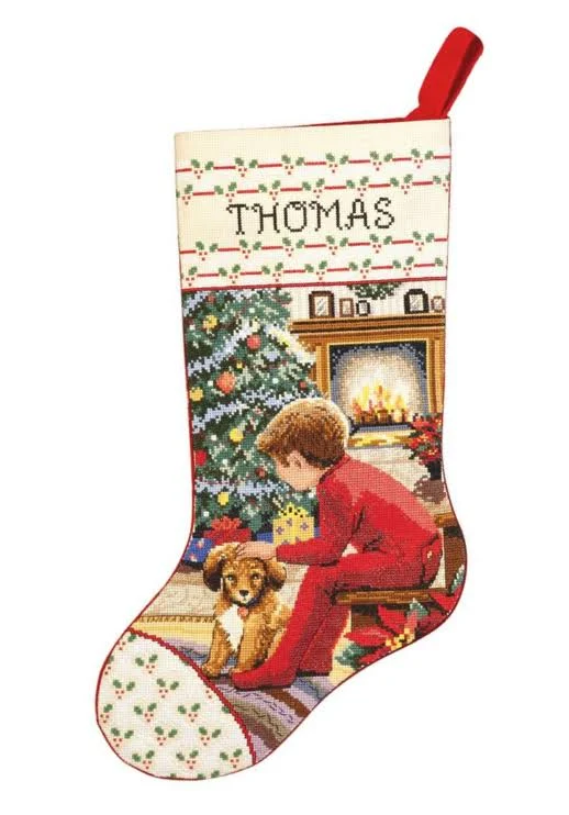 Janlynn Counted Cross Stitch Stocking Kit 18" Long-Waiting for Santa (14 Count)