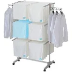 DOLEEFUN Foldable Drying Rack with Wheels - 48 Drying Rods, Heavy Duty, Movable,