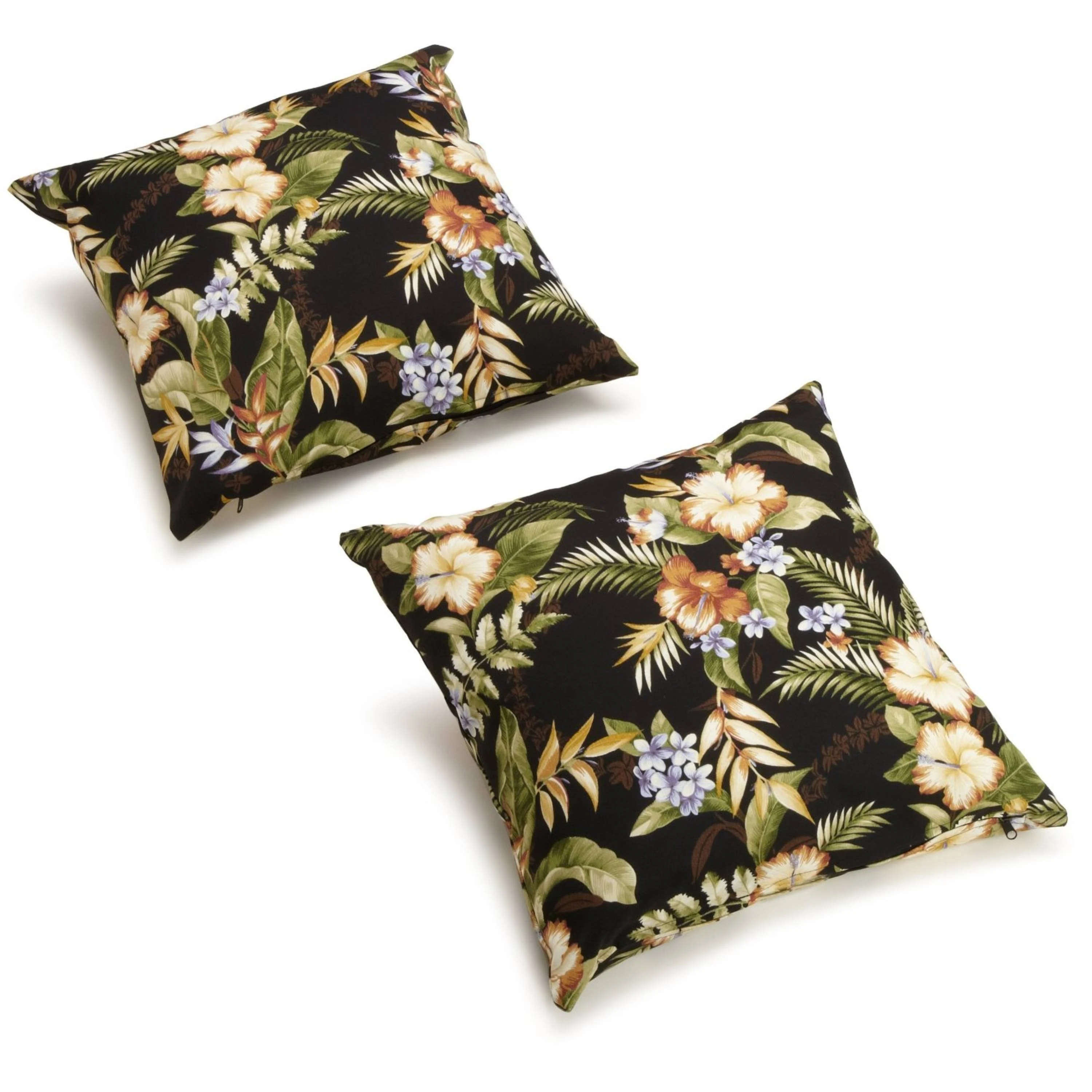 Blazing Needles 17-inch Outdoor Knife Edge Throw Pillows (Set of 2) - Freeport Ebony