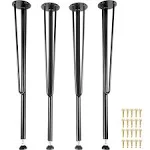 VEVOR Hairpin Metal Table Legs 28 inch Desk Legs Set of 4 Heavy Duty Bench Legs 3-Rod Metal Furniture Legs Wrought Iron Coffee Table Legs Home DIY