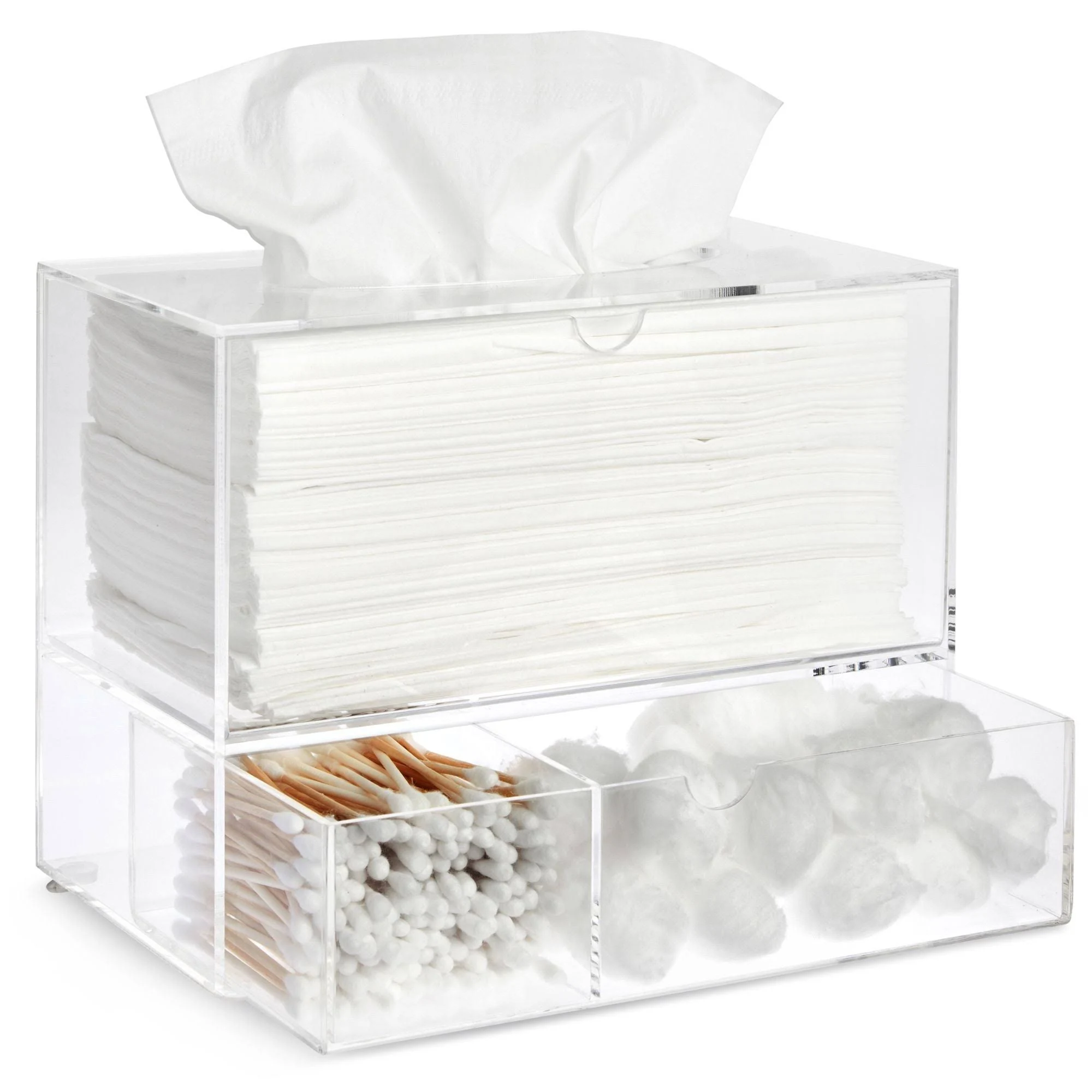 Clear Tissue Box Holder with Pull Out Drawer, Rectangle Dispenser Tissue Box ...