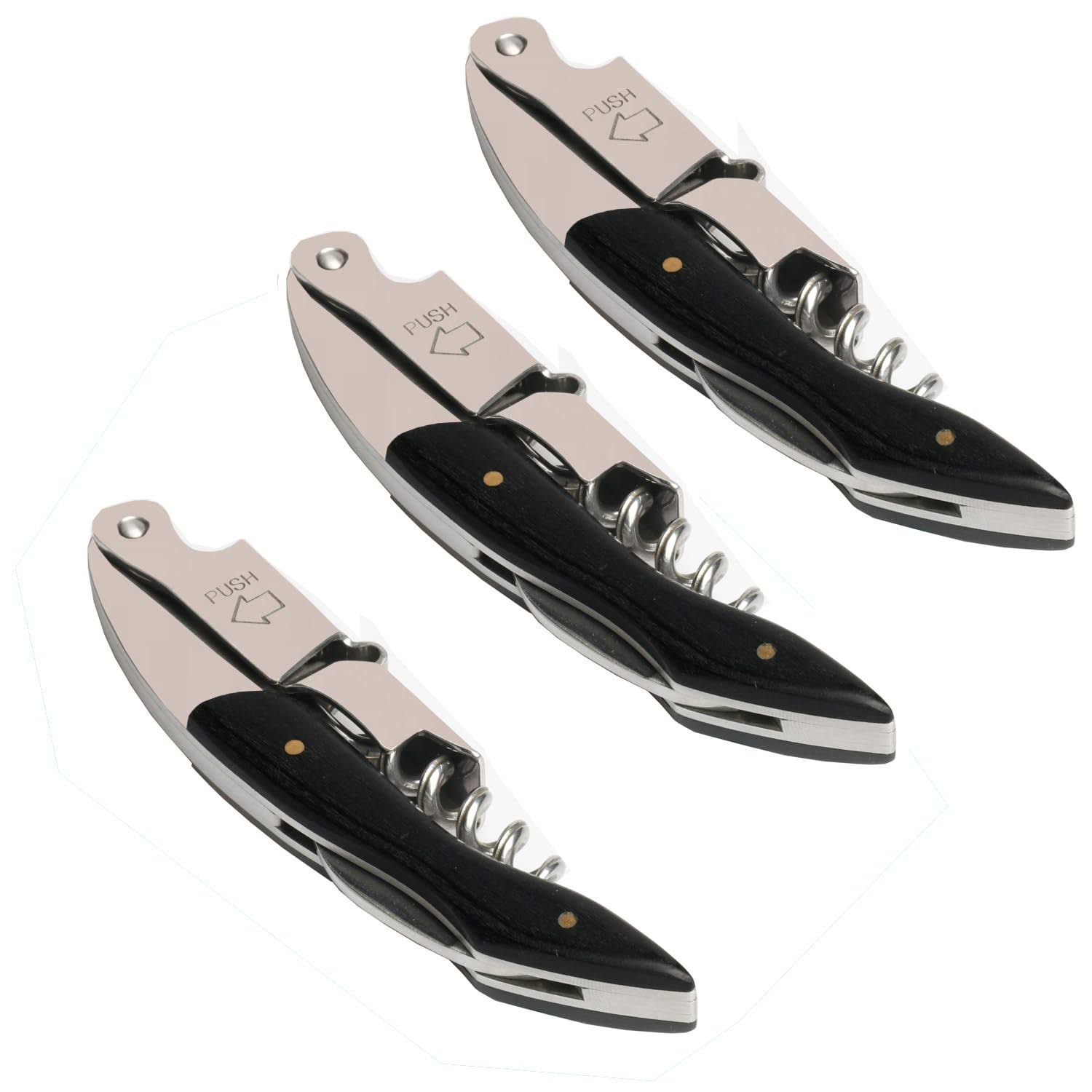 Kit-Home Professional Waiter Corkscrew Wine Key Set of 3